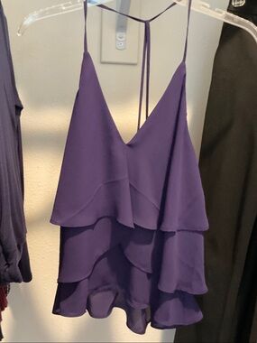 Express Purple Tiered Ruffle Spaghetti Strap Top